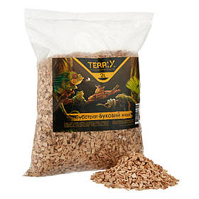 Субстрат для тераріуму TerriX Буковий M 4х6 мм 2 л / Декоративний наповнювач і підстилка для рептилій