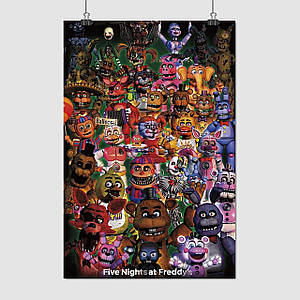 Плакат "П'ять ночей у Фредді, Five Nights at Freddy's", 60×40см