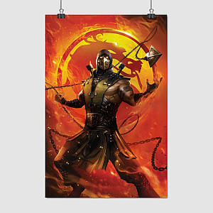 Плакат "Мортал Комбат, Смертельна Битва, Скорпион, Mortal Kombat, Scorpion", 60×40см