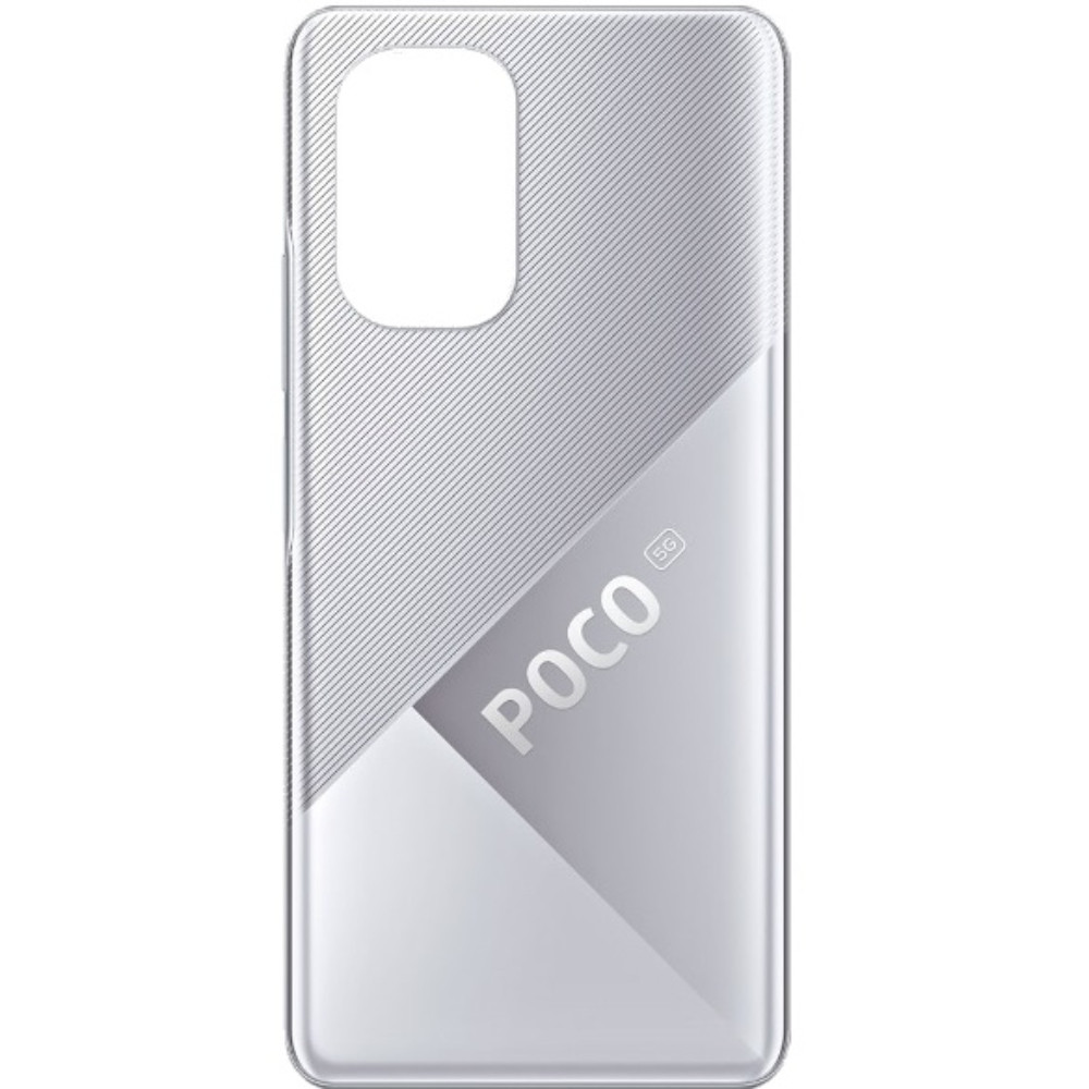 Задня кришка Xiaomi Poco F3 /Redmi K40 срібляста, Moonlight Silver, Логотип "POCO"