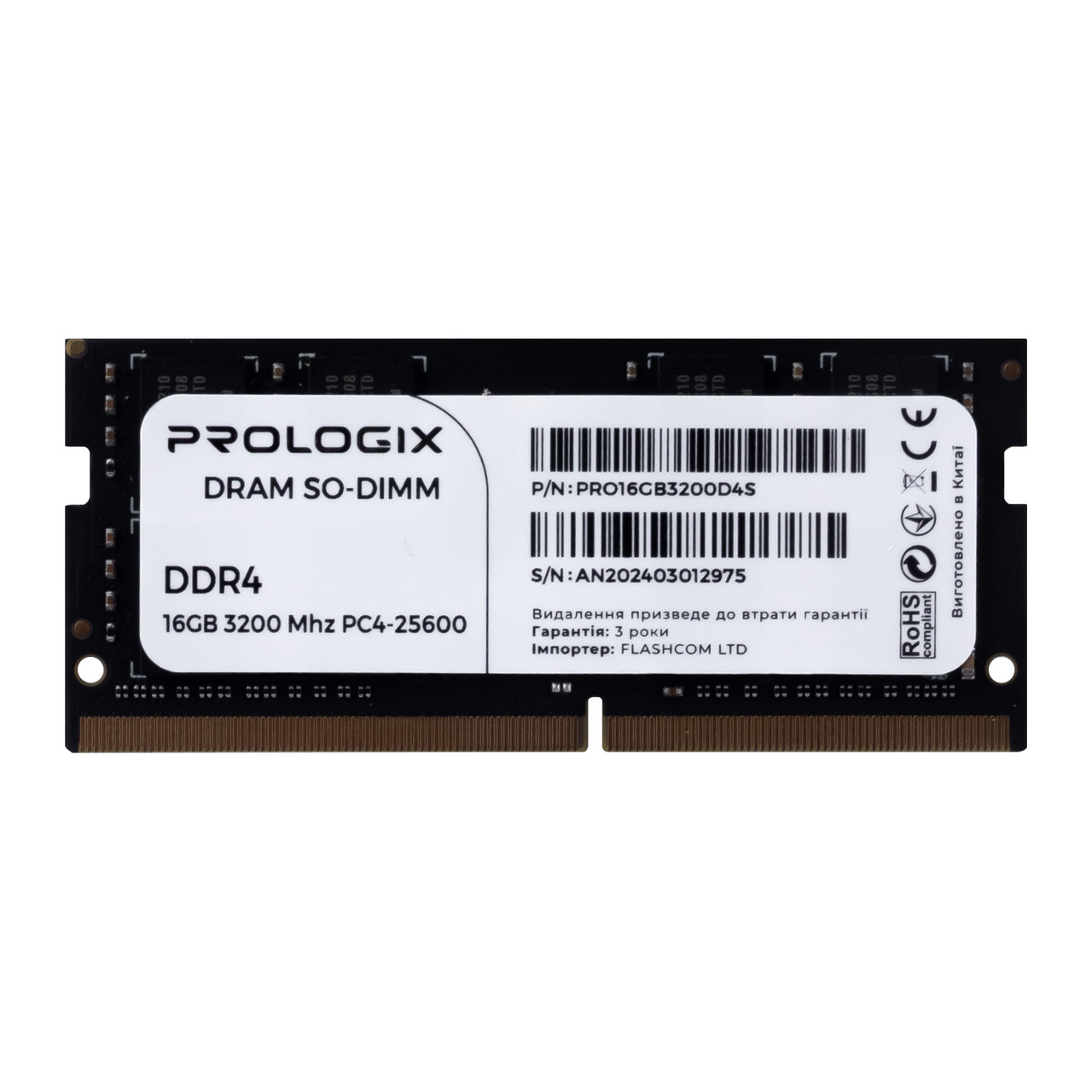 Модуль пам'яті SO-DIMM 16 GB/3200 DDR4 Prologix (PRO16GB3200D4S), фото 1