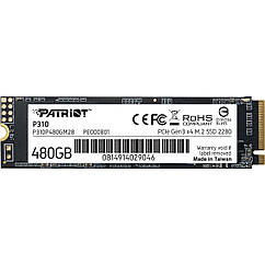 Накопичувач SSD  480GB Patriot P310 M.2 2280 PCIe NVMe 3.0 x4 TLC (P310P480GM28)