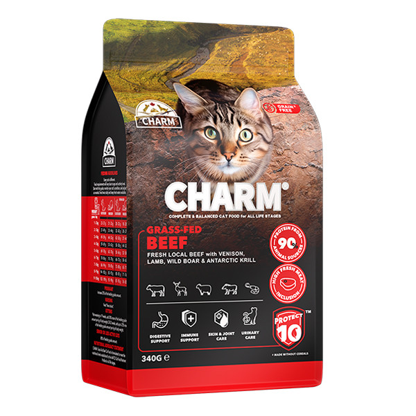 Charm Grass-Fed Beef ЧАРМ БИЧКИ ВІДГОДОВАНІ НА ТРАВІ сухий беззерновий холістик корм для котів, 340 г
