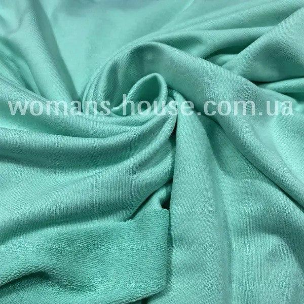 Тканина тринитка Діагональна петля без начосу бавовна Туреччина 180 см М'ята, фото 1