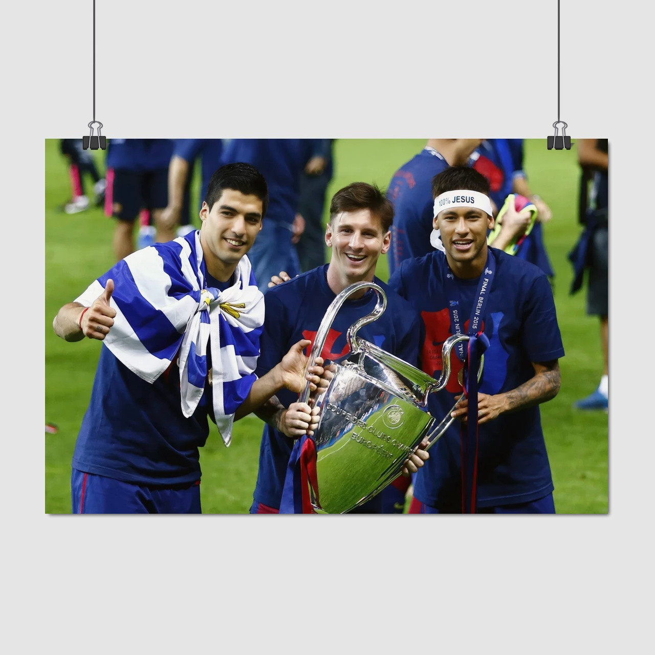 Плакат "Ліонель Мессі, Неймар да Сілва, Луїс Суарес, Lionel Messi, Neymar, Luis Suárez", 40×60см