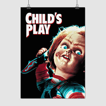 Плакат "Дитяча гра 1, лялька Чакі, жахи, Chucky, Child's Play (1988)", 60×43см, фото 1
