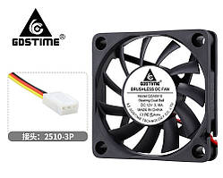 Вентилятор GDSTIME GDA6010 12V 0.16A 3800rpm, безщітковий, два підшипники, XH2.54-2pin, для 3Д-принтера та верстатів ЧПК