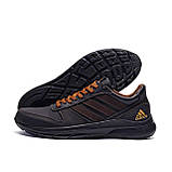 Чоловічі спортивні кросівки чорні adidas осінь-весна для зали шкіряні демісезонні, фото 8