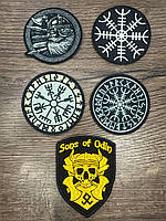 Набор/коллекция шевронов "Викинг и рунические знаки" цветные и черно-белые на липучке