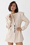 Приталений подовжений піджак бежевий, фото 5