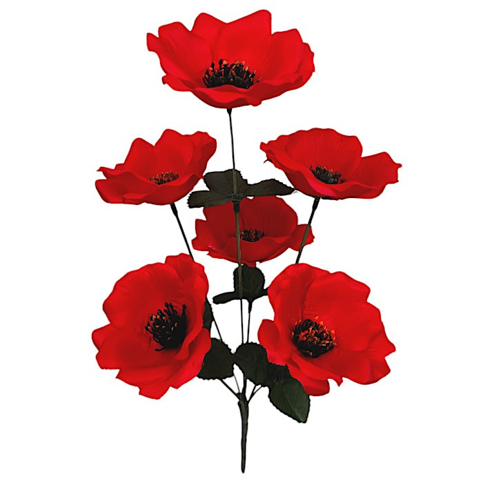 Штучні квіти букет червоних маков, 36см, фото 1