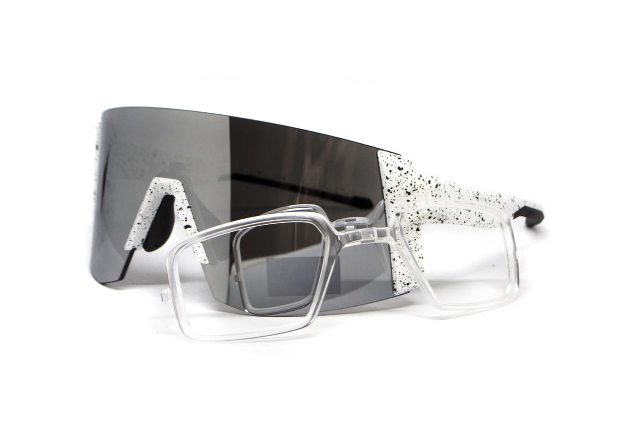 Окуляри захисні Global Vision Astro+RX White (G-Tech™ silver), дзеркальні сірі в білій оправі з діоптрійною вставкою в комплекті