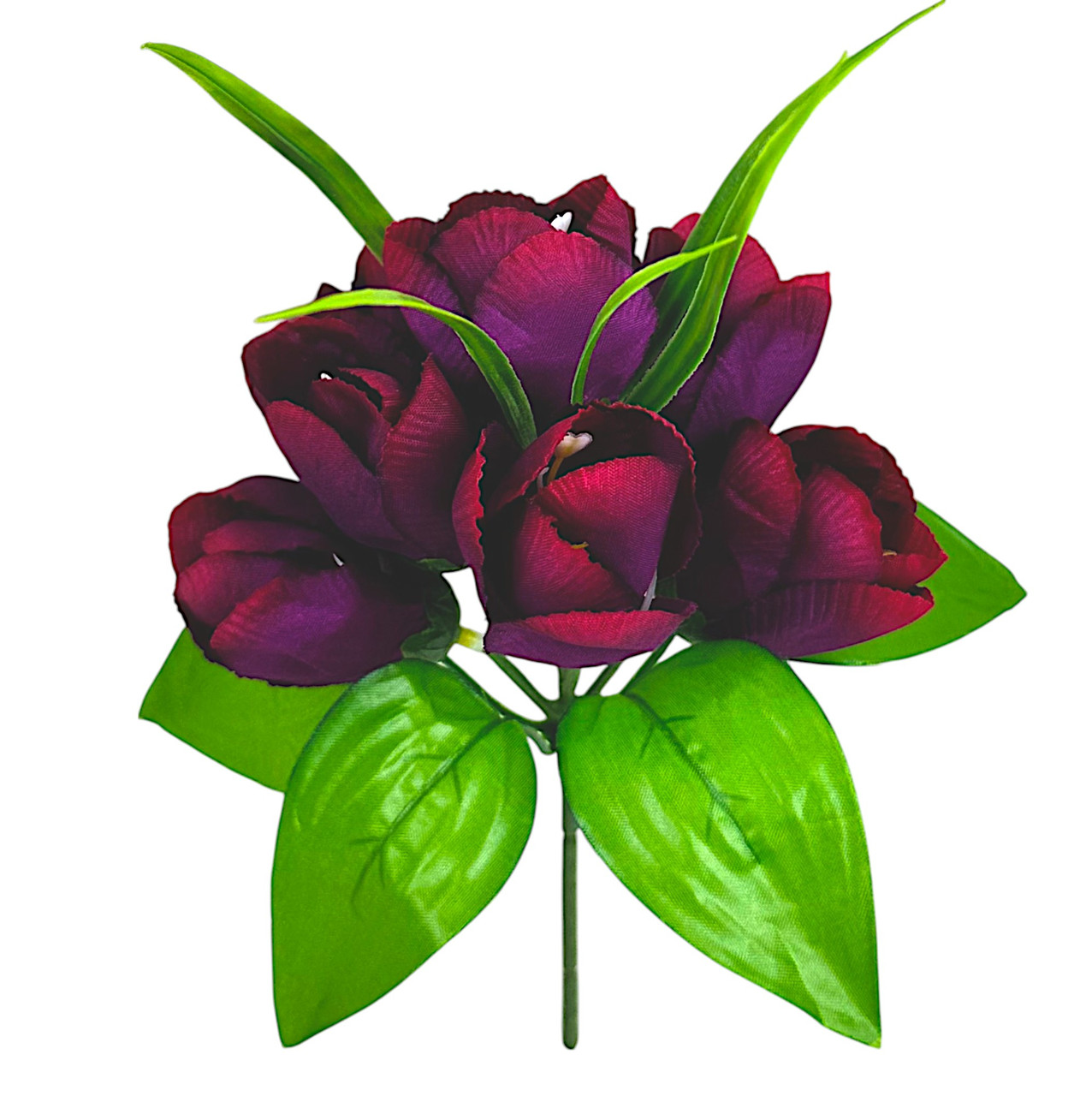 Штучні квіти букет тюльпани 7-ка бордюрні, 20см, фото 1