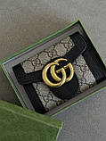 Гаманець жіночий Gucci Marmont чорний маленький з коробкою Гуччі, фото 2
