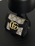 Гаманець жіночий Gucci Marmont чорний маленький з коробкою Гуччі, фото 3