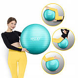М'яч для фітнесу (фітбол) 4FIZJO 75 см Anti-Burst Mint (P-5905973404792), фото 7