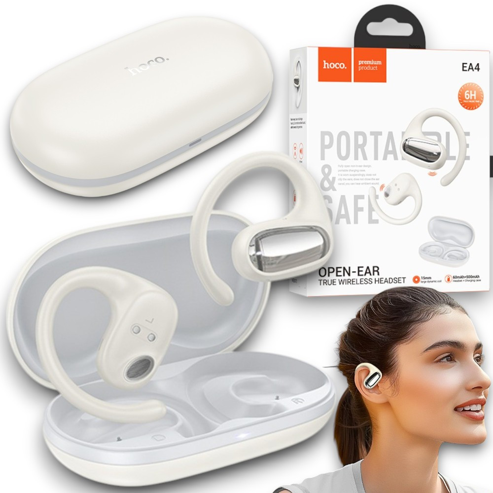 Бездротові Bluetooth-навушники AirPods HOCO OPEN-EAR EA4 блютуз-навушники для айфона, гарнітура, бежеві