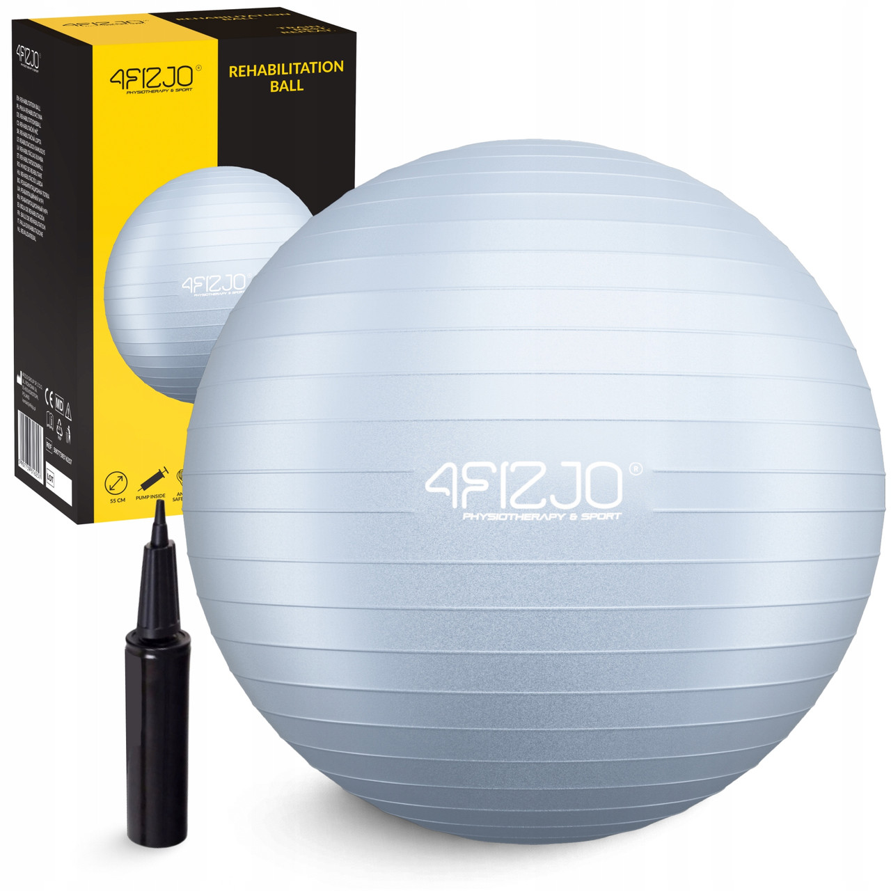 М'яч для фітнесу (фітбол) 4FIZJO 55 см Anti-Burst Grey (P-5905973404747), фото 1