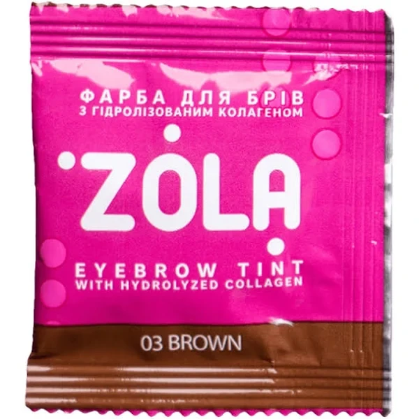 Фарба для брів із колагеном в саше з окисником 03 Brown ZOLA 5 мл