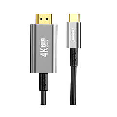 Кабель XO GB019-CHDMI USB-C to HDMI 1.8 м Black (GB019-CHDMI.tranish)