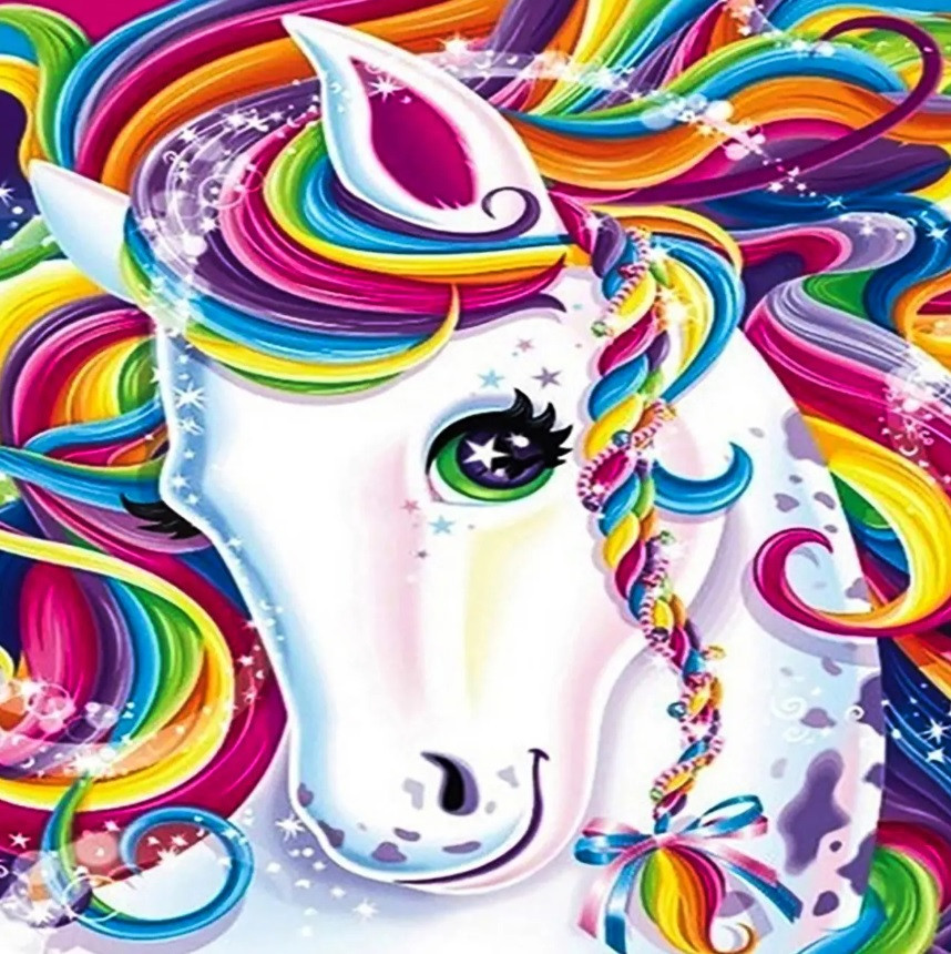 Алмазна мозаїка "Райдужний єдиноріг", картина стразами. 20*30 см