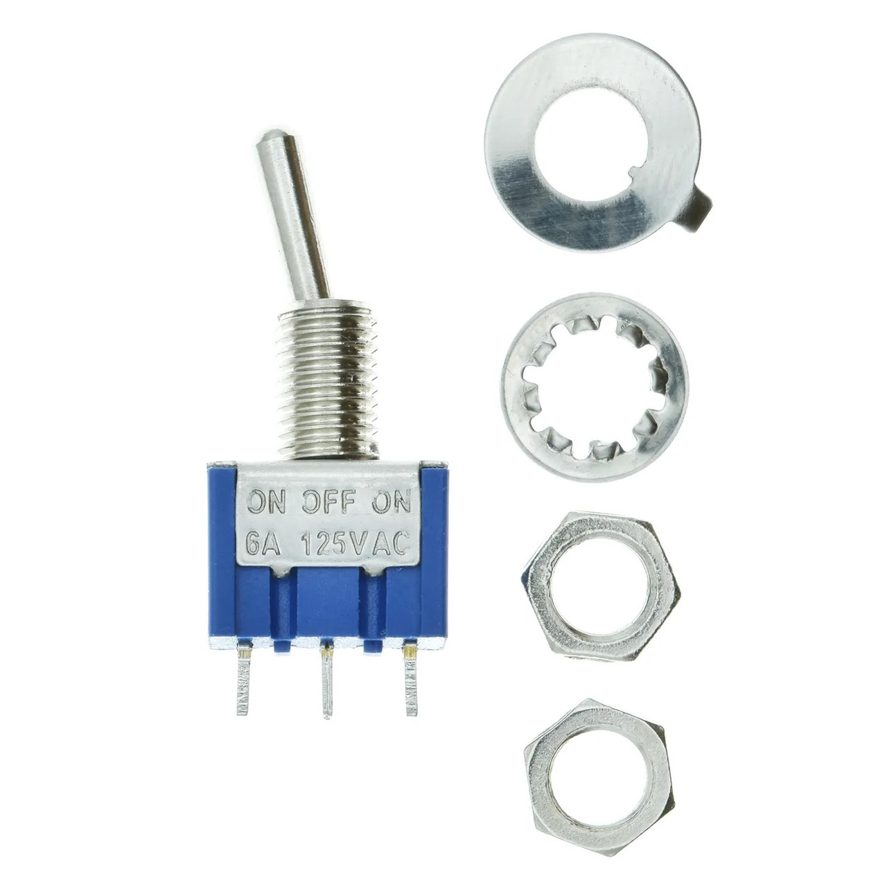 Тумблер 3-х контактний On-Off-On 3A / 250V, GT1-9819, для електронних схем та проектів