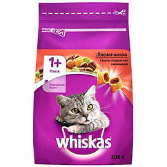 Корм Whiskas сухий повнораційний для дорослих котів з яловичиною,м/у 300г (Віскас)