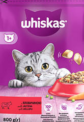 Корм Whiskas сухий повнораційний для дорослих котів з яловичиною,м/в 800г (Віскас)