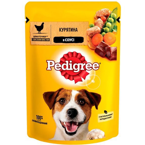 Корм Pedigree консервований повнораційний для дорослих собак з куркою в соусі,д/п 100г (Педігри), фото 1