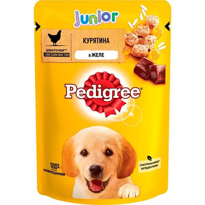 Корм Pedigree консервований повнораційний для цуценят з куркою в желе Junior,д/п 100г (Педінгрі)