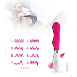 Вібратор-кролик на батарейках із шипами, Вагінально-кліторальний стимулятор із вібрацією, Інтимні іграшки, фото 3