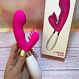 Вібратор-кролик на батарейках із шипами, Вагінально-кліторальний стимулятор із вібрацією, Інтимні іграшки, фото 9