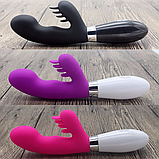 Вібратор-кролик на батарейках із шипами, Вагінально-кліторальний стимулятор із вібрацією, Інтимні іграшки, фото 10