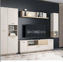 Тумба під телевізор Норд RTV2D1K1S  590х1870х400мм кашемір + дуб сонома  Гербор, фото 4