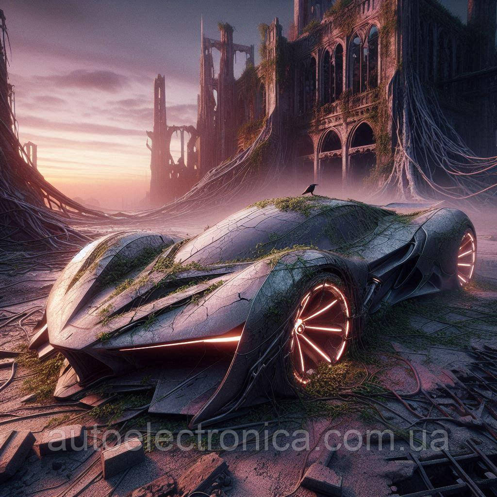 Картина на полотні "Futuristic Car in a City Abandoned by Time" | FCA 7.03