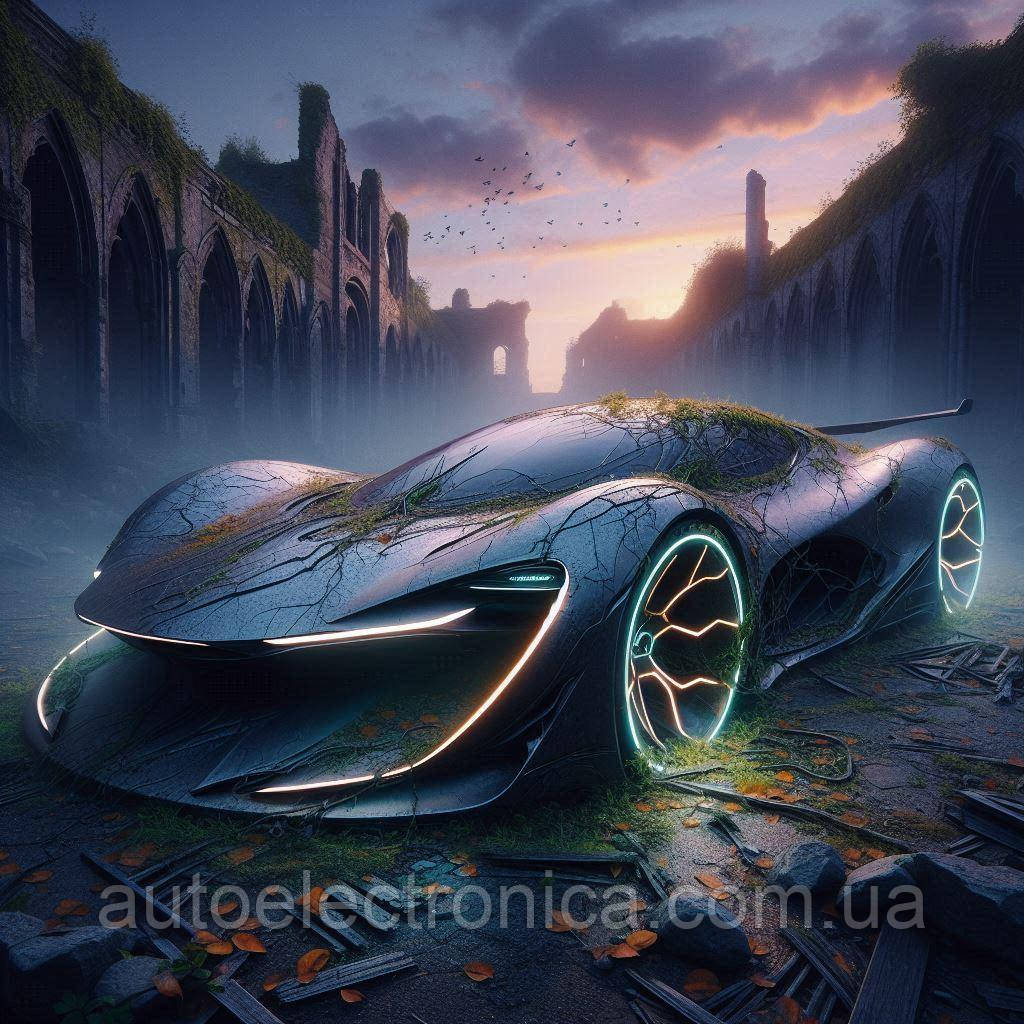 Картина на полотні "Futuristic Car in a City Abandoned by Time" | FCA 7.04