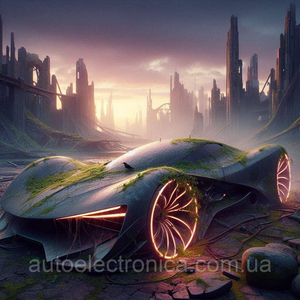 Картина на полотні "Futuristic Car in a City Abandoned by Time" | FCA 7.08