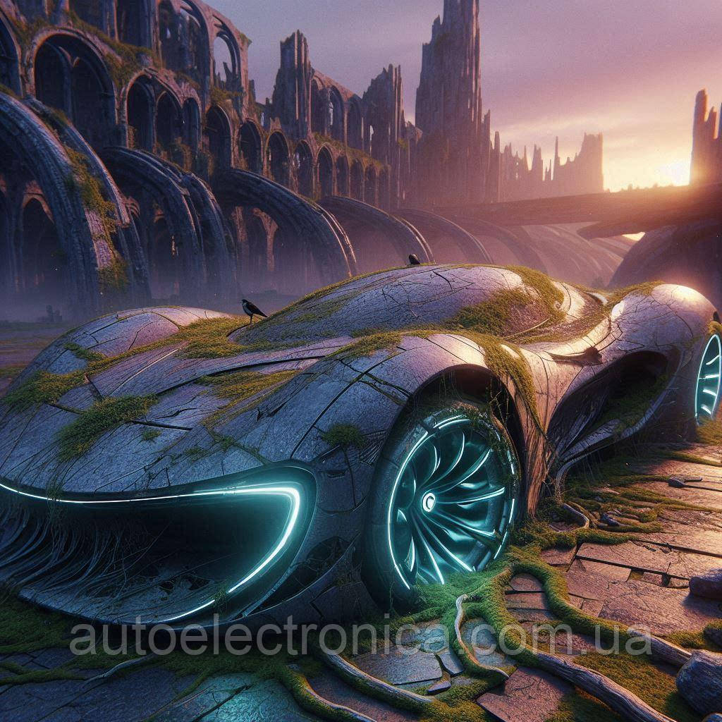 Картина на полотні "Futuristic Car in a City Abandoned by Time" | FCA 7.12
