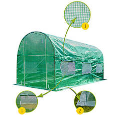Теплиця парник Funfit 10 м² 400x250x200 см з оцинкованим каркасом, 6 вікнами, УФ-захистом та москітною сіткою, фото 3