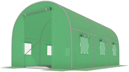 Теплиця парник Funfit 10 м² 400x250x200 см з оцинкованим каркасом, 6 вікнами, УФ-захистом та москітною сіткою, фото 1