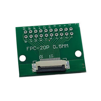0.5-20P-FPC-Adapter FPC/FFC адаптер. Двостороння плата перехідник. FPC з кроком 0,5/1.0 мм - DIP 20 контактів із кроком 2,54 мм