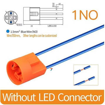LB19E-W1/150/2(L) 2 проводи, використовуються для кнопок з діаметром монтажного отвору 19 та 22 мм серій LB19E/LB22E, без