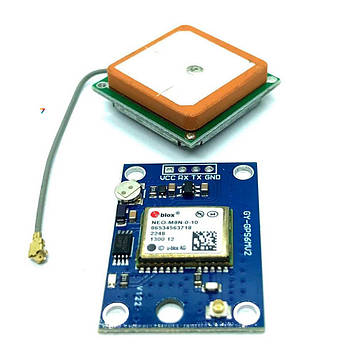 NEO-8M Плата на основе GPS модуля u-blox NEO-8M-0-001 с внешней активной антенной.