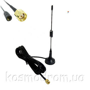 ANT 433 BY-433-06 SMA-M 3M Штирьова антена на магнітному підставі 433 МГц c SMA-роз'ємом. Довжина кабелю: 3 м. (+/- 10 см) Розмір:
