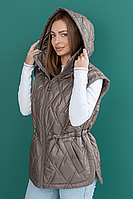 Жіночий стильний жилет Сінті кольору капучіно, розміри 46-56