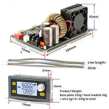XY6020L 1200W CNC Voltage Regulator 6,0 ~ 70 В. 100 мВ VPP