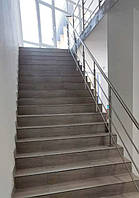 Перила/огородження з нержавійки AISI 304, поручень Ø38 мм, стійка Ø38 мм, 3 ригелі Ø16 мм, фланцеве кріплення