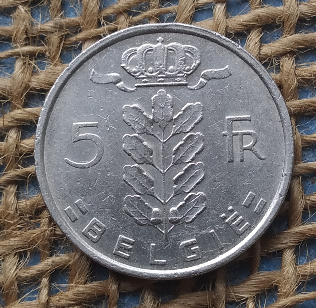 5 франкiв 1975 року. Бельгiя