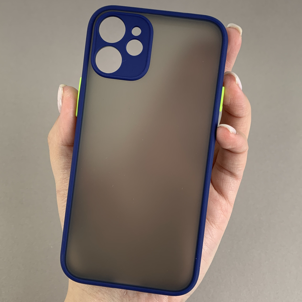 Чохол для Apple iPhone 12 Mini чохол із захистом для камери з кольоровими кнопками на айфон 12 міні темно-синій tcb