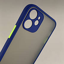 Чохол для Apple iPhone 12 Mini чохол із захистом для камери з кольоровими кнопками на айфон 12 міні темно-синій tcb, фото 3